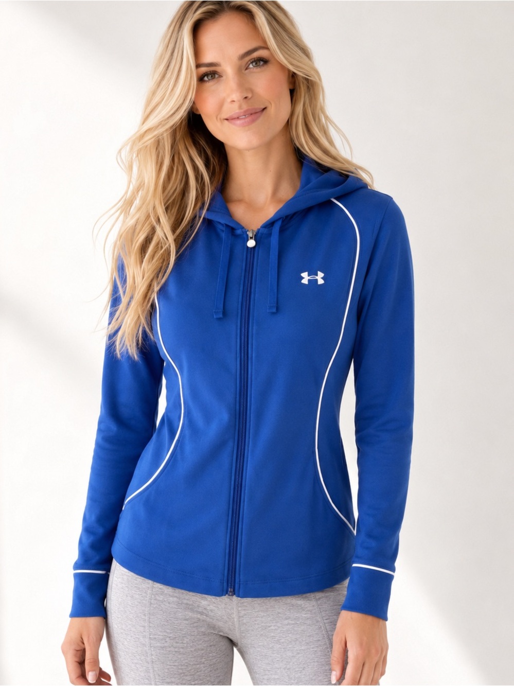 Under Armour Blue Zip Up Hooded Jacket Size XS